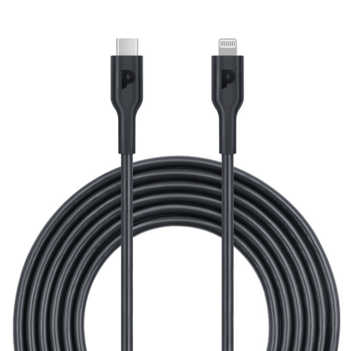 كابل Powerology الجديد من النوع C إلى Lightning بطول 2 متر PD 60 واط - أسود