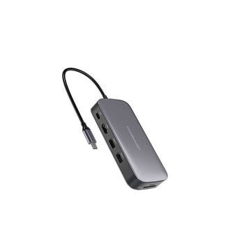 محول Powerology USB-C ومحرك تخزين SSD بسعة 512 جيجابايت وقوة شحن 100 وات - رمادي