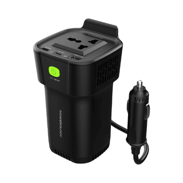 باورولوجي 150 وات عاكس تيار متردد عالمي USB A 2*type-C سيارة DC 12V10A - أسود